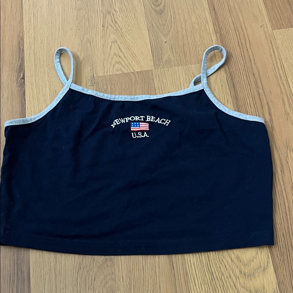 SHEIN Navy Tank Top with Grey Trim